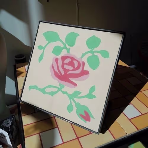 Decoración modernista mosaico hidráulico Rosa eterna Sant Jordi