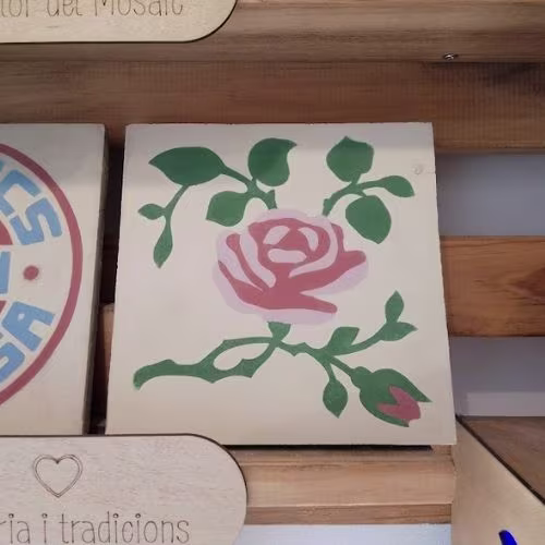 Mosaico rosa artesanal para siempre | Mosaico hidráulico hecho en Barcelona