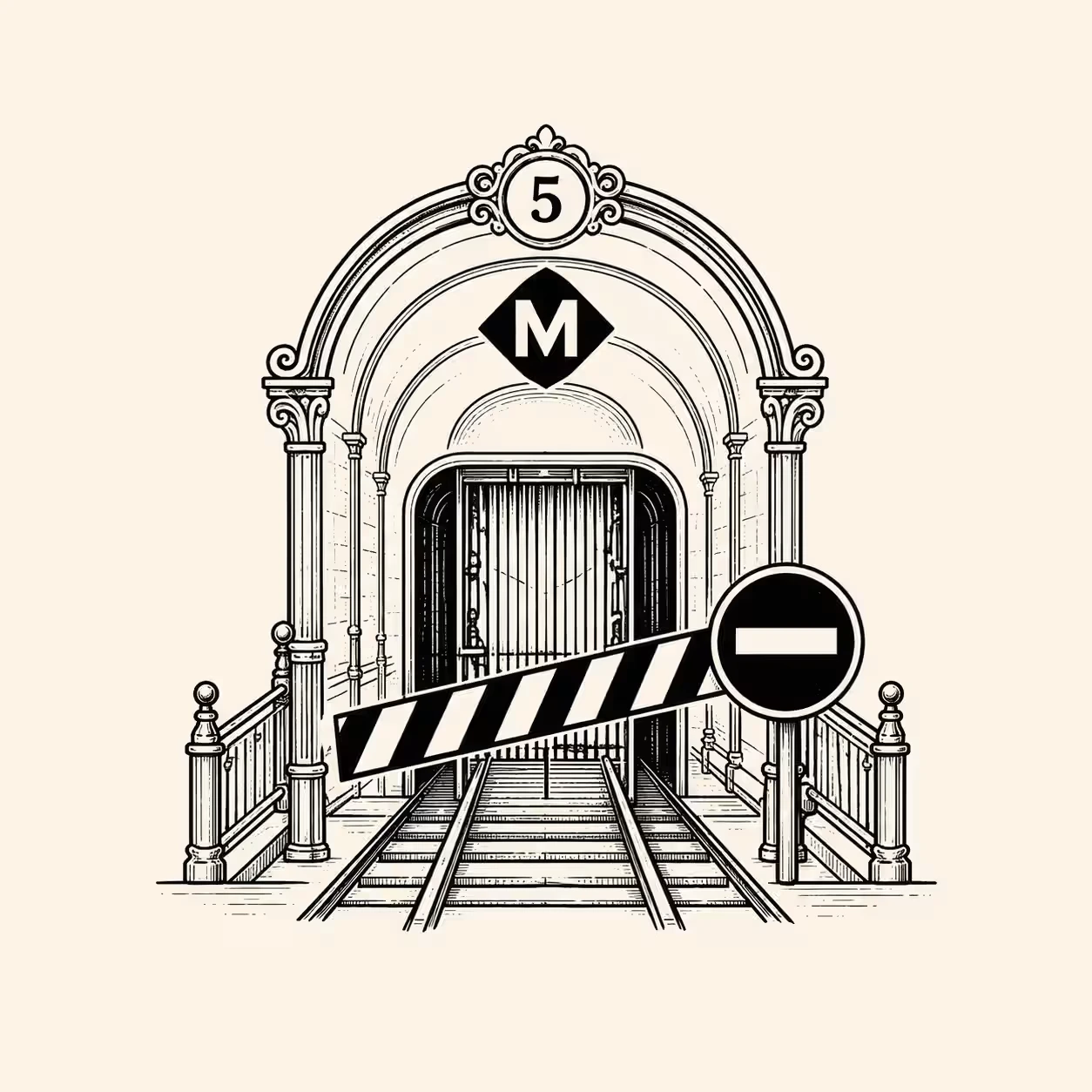 Icono de entrada de metro cerrada por restricciones durante la visita del Papa en Barcelona