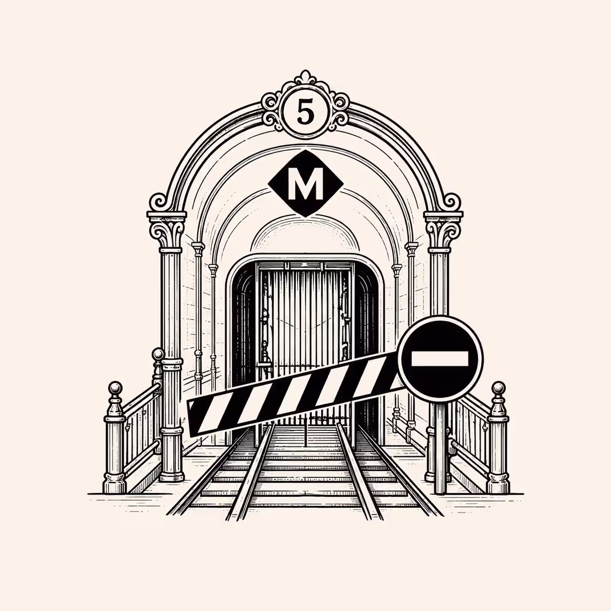 Cambios en el metro y movilidad por la visita del Papa Icono de entrada de metro cerrada por restricciones durante la visita del Papa en Barcelona