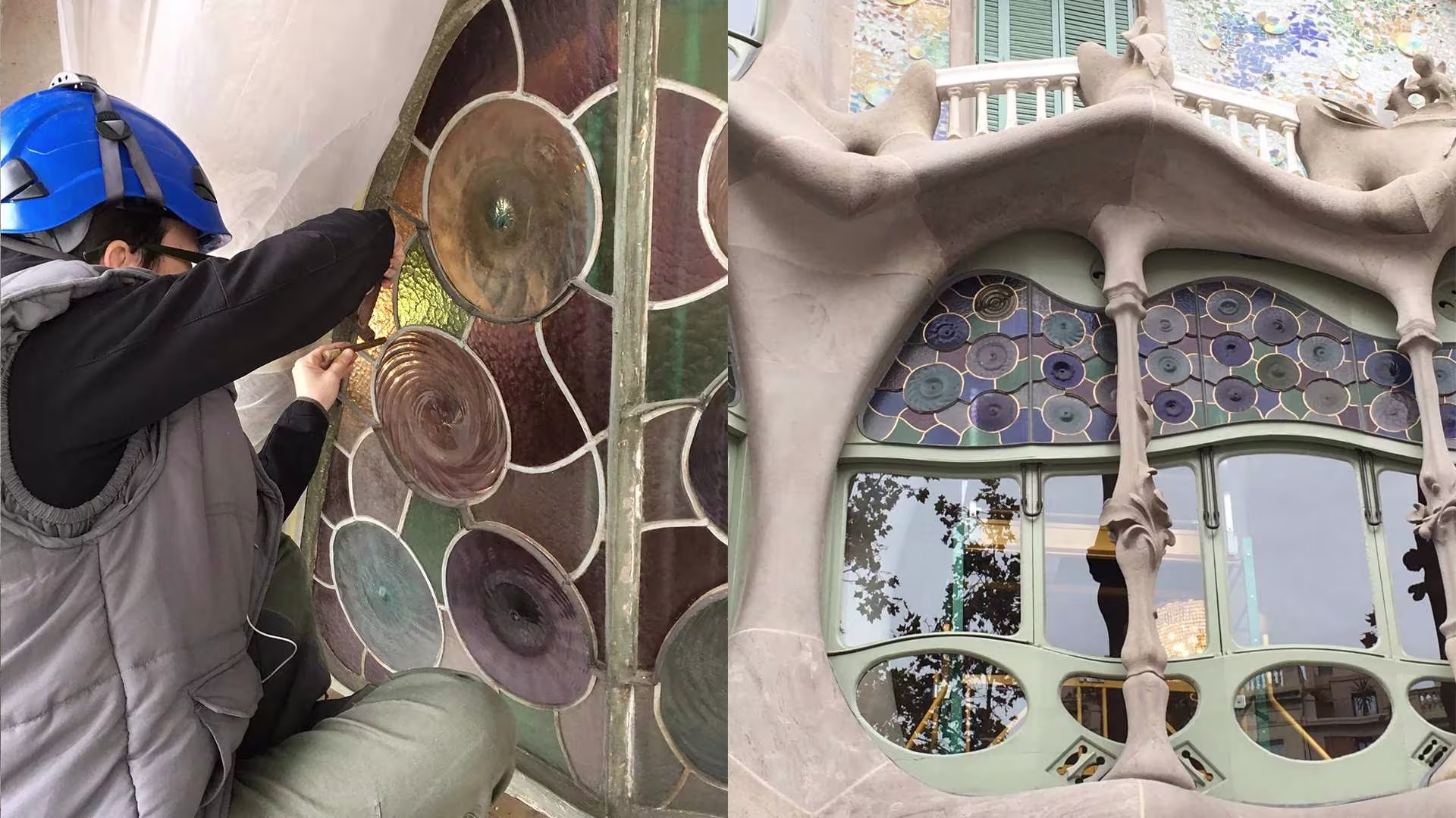 Can Pinyonaire restauración de vidrieras patrimoniales en Casa Batlló