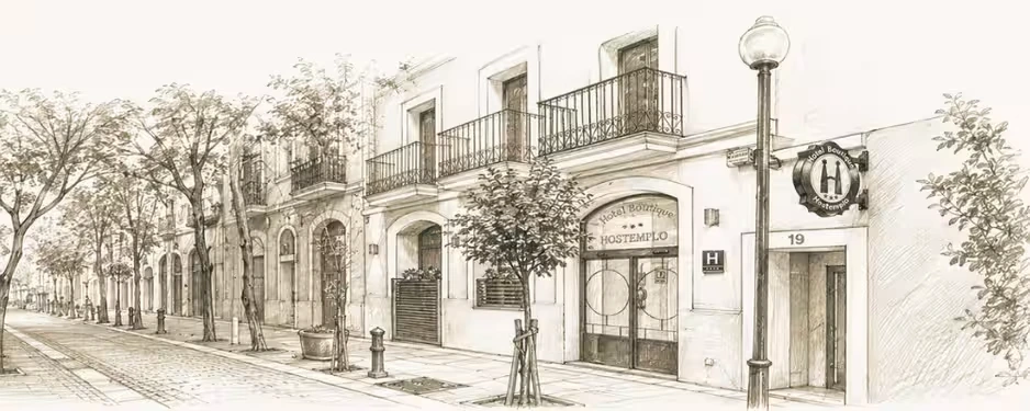 Fachada del Hotel Boutique Hostemplo en Barcelona, cerca de la Sagrada Família