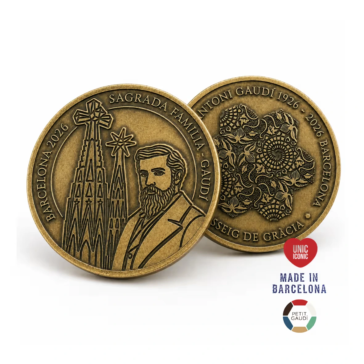 Medalla conmemorativa Gaudí 2026 diseñada y fabricada en Barcelona