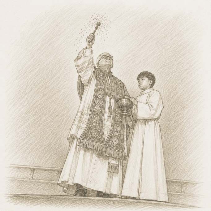 Papa León XIV durante la bendición de la Torre de Jesucristo de la Sagrada Familia en 2026.