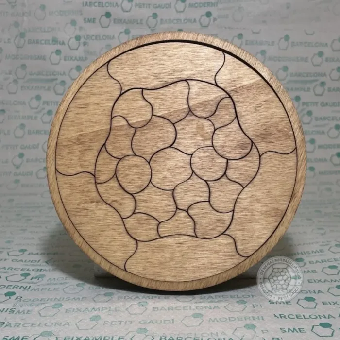 Puzzle Trencadís de madera natural, vista frontal