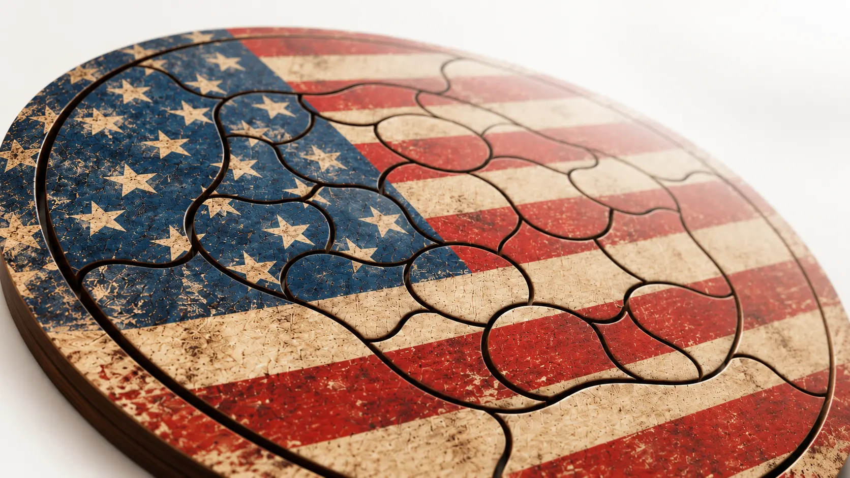 Original Petit Gaudí Trencadís wooden puzzle with the American flag